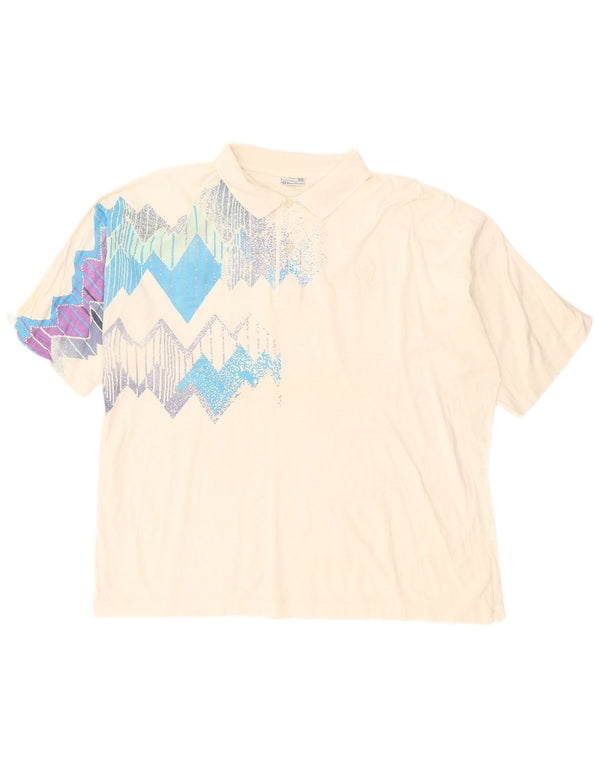 Tricou polo Sergio Tacchini pentru bărbați, bumbac geometric alb 2XL