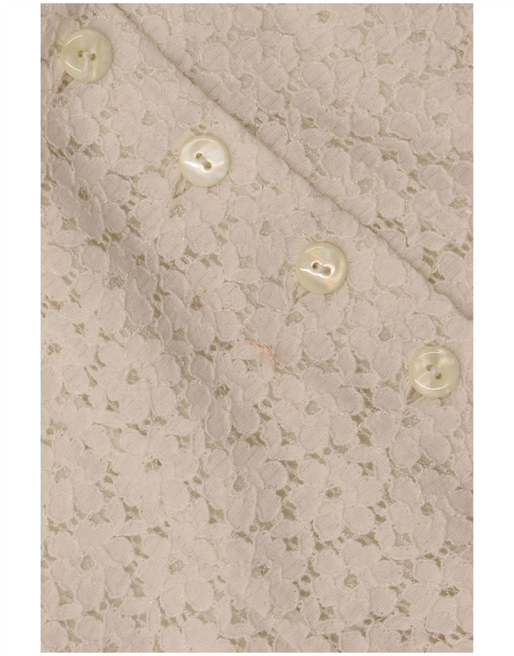 Bluză cămașă cu mânecă scurtă pentru femei VINTAGE IT 46, mare, alb, cu flori