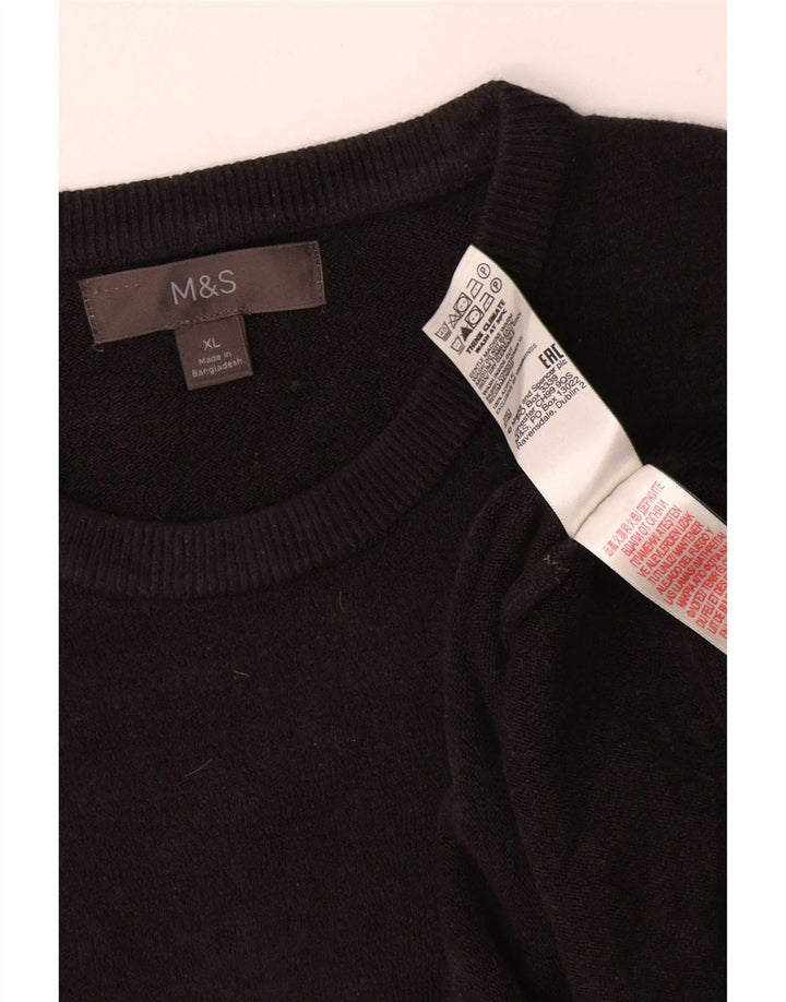 Pulover pentru bărbați Marks & Spencer cu gât roșu, XL, acrilic negru