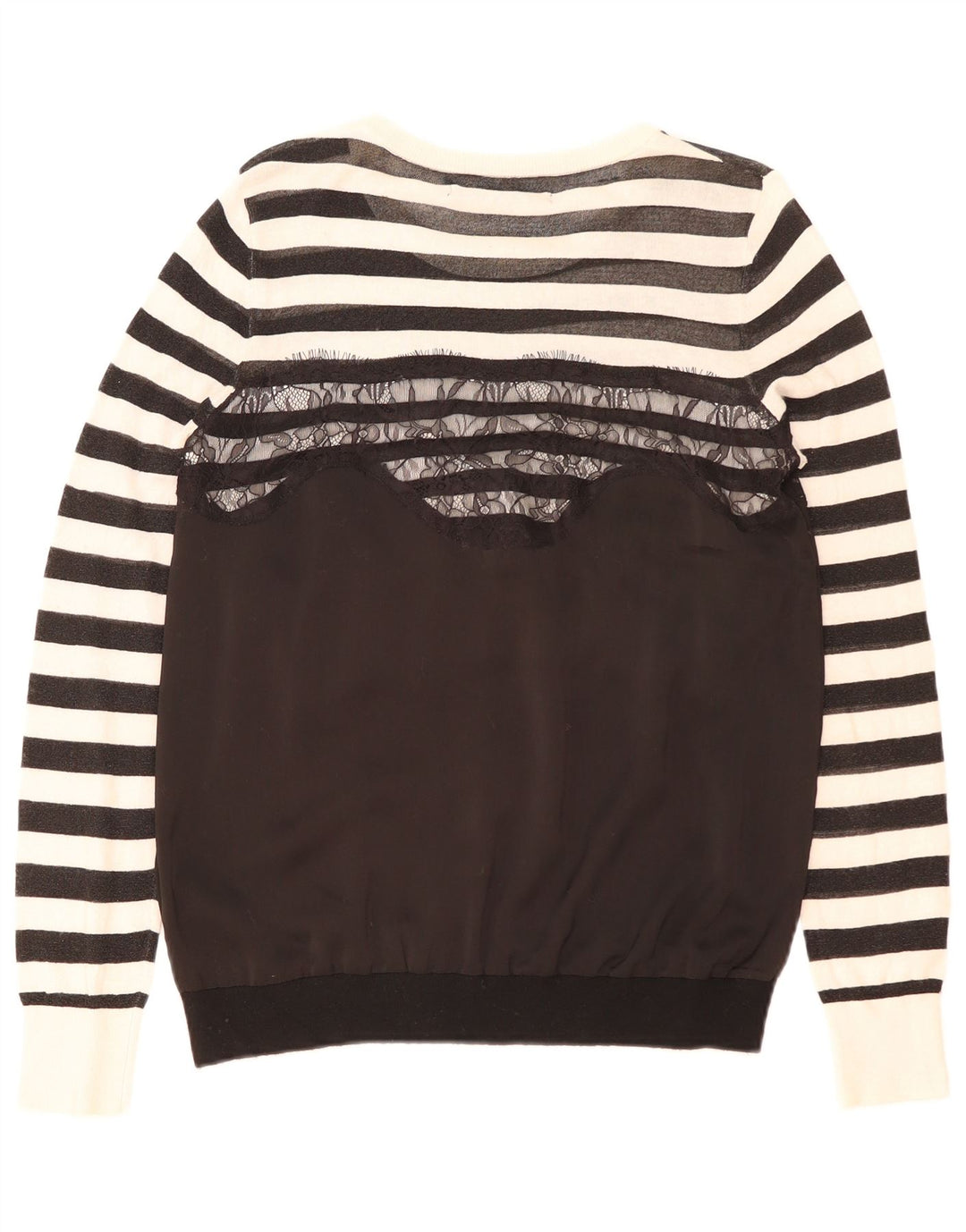 Pulover Guess pentru femei cu gâtul barcă, UK 8, poliester cu dungi negre mici