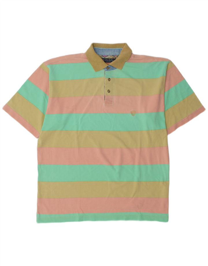 PETER HADLEY Tricou polo pentru bărbați XL, bumbac cu dungi multicolore