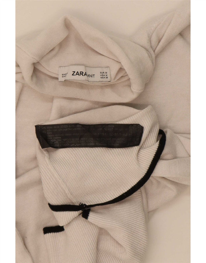 Zara Femei Vest Tank Top UK 12 Medium Bej Viscoza