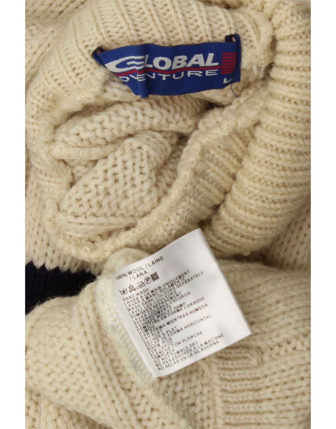 Pulover VINTAGE pentru bărbați cu gât țestoasă, lână mare cu dungi alb