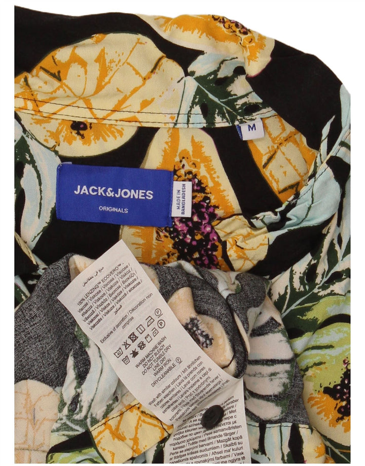 Cămașă Jack & Jones pentru bărbați cu mânecă scurtă, negru mediu, viscoză florală