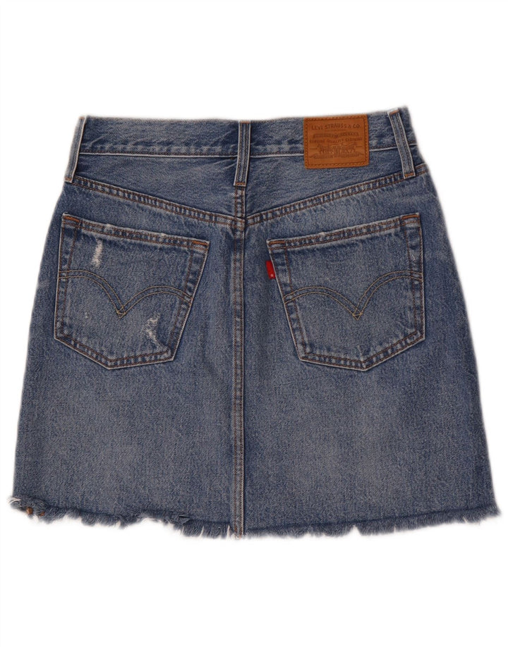 Fusta denim distressed Levi's W27 Bumbac albastru mic
