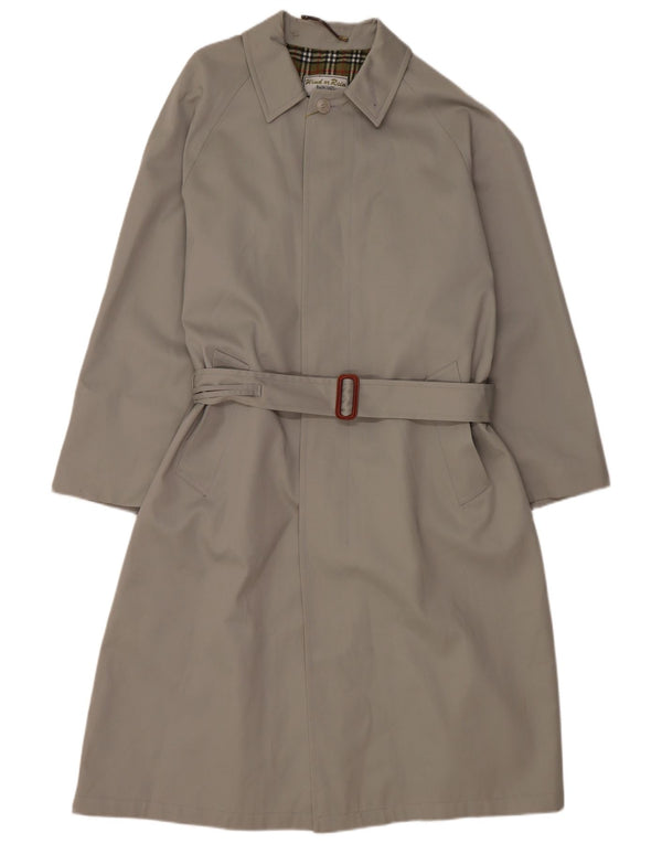 VINTAGE Mens Loose Fit Trench Coat IT 44 XS Beige Polyester