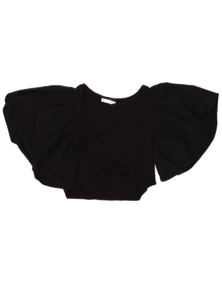 Bluză Zara pentru femei Crop Batwing Top UK 12 Medium Black