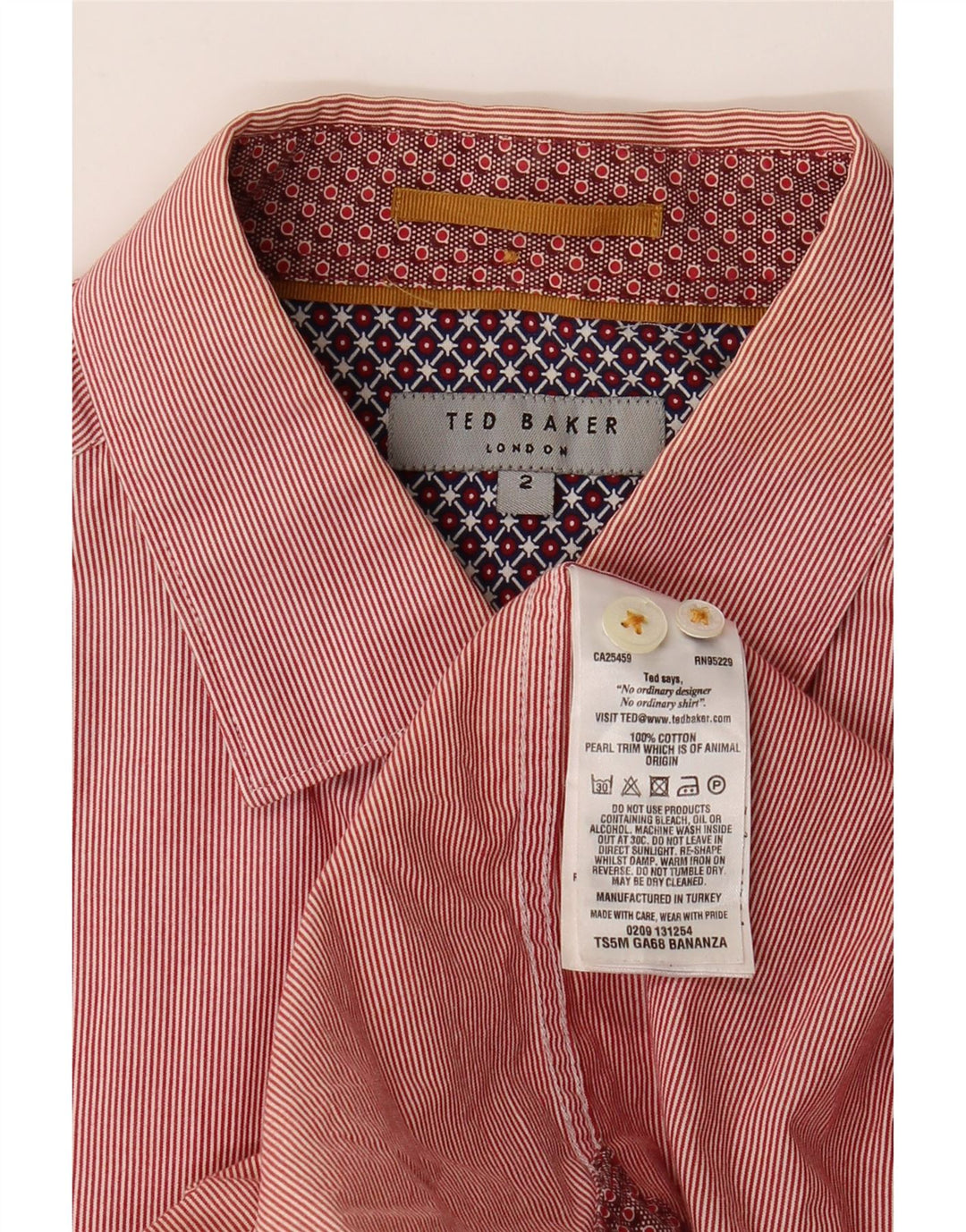 Cămașă pentru bărbați Ted Baker, mărimea 2, bumbac cu dungi roșii
