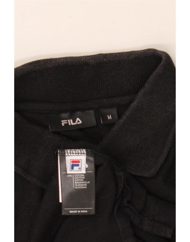 Tricou polo Fila cu mânecă lungă pentru bărbați, bumbac mediu negru