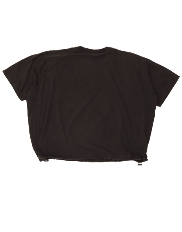 Tricou grafic supradimensionat pentru femei Adidas Crop Top UK 10 Bumbac negru mic