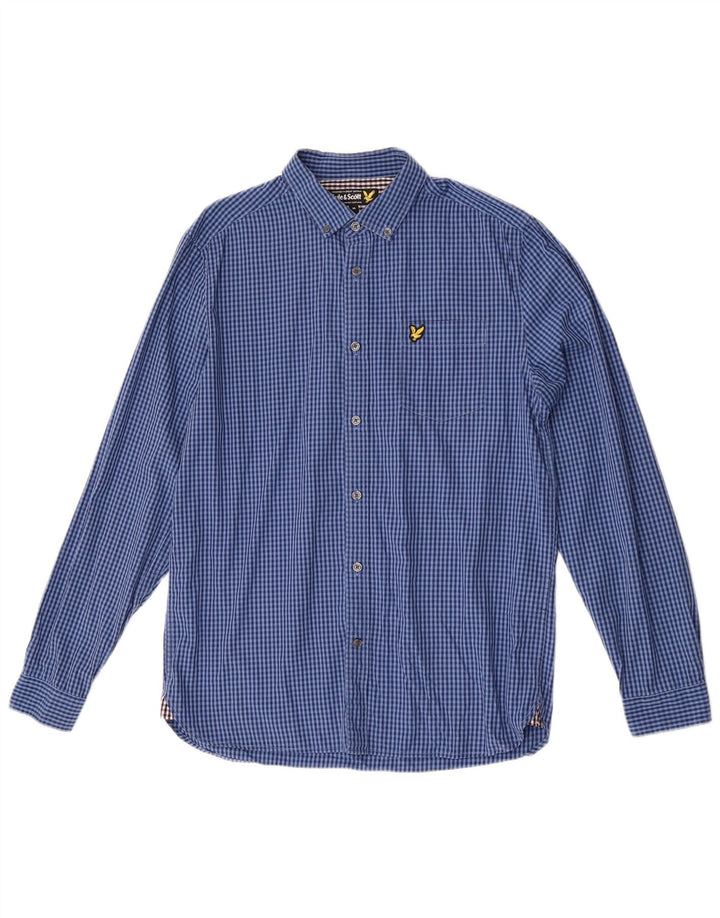 Cămașă pentru bărbați Lyle & Scott, din bumbac vichy albastru mediu