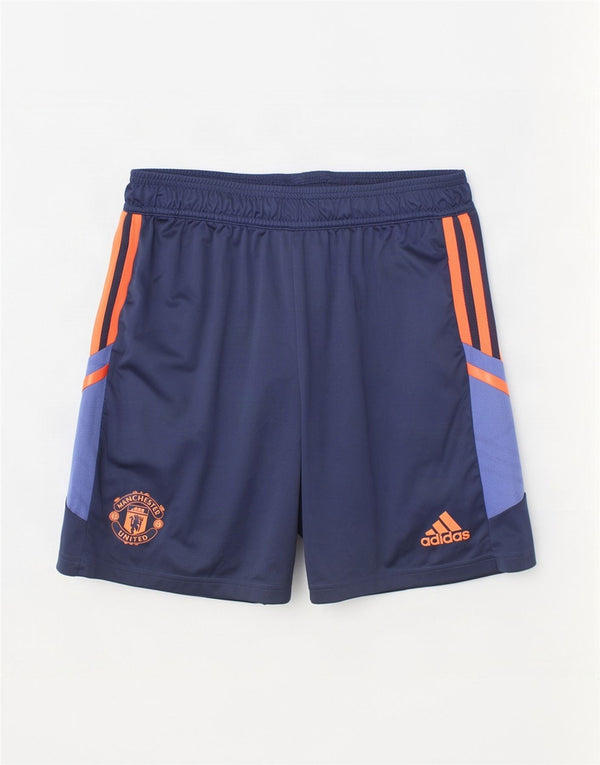 Pantaloni scurți sport Adidas pentru băieți Manchester United 15-16 ani, bleumarin