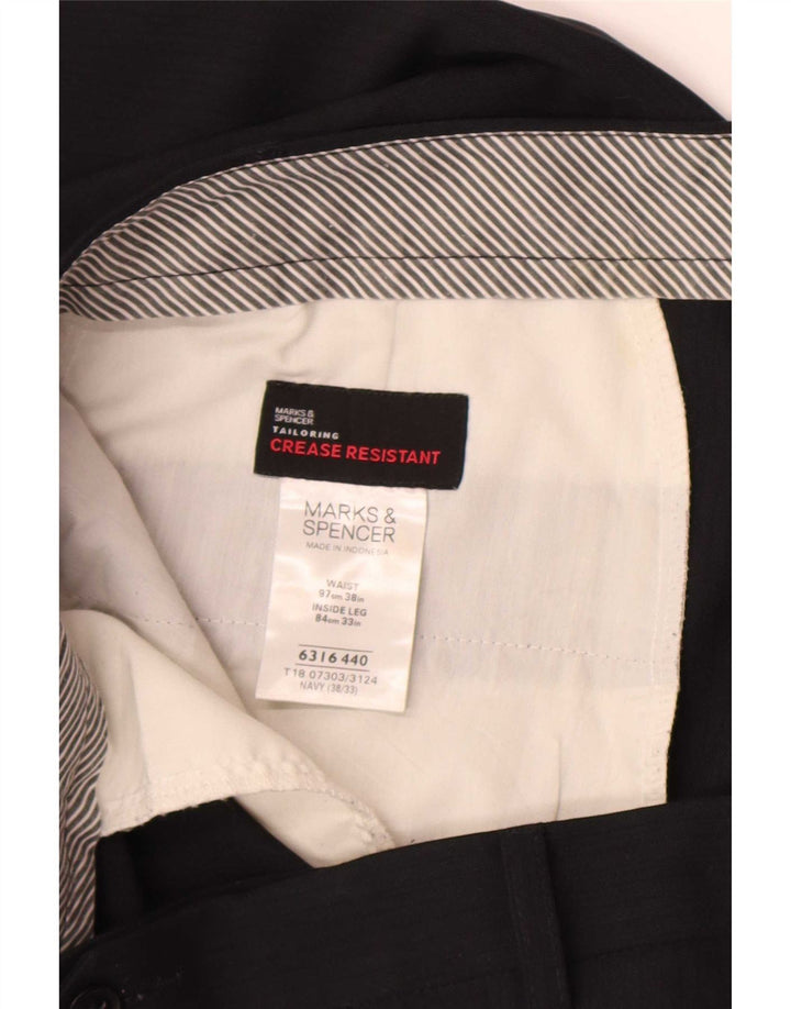 Marks & Spencer Pantaloni drepți pentru bărbați L38 L33 Poliester bleumarin