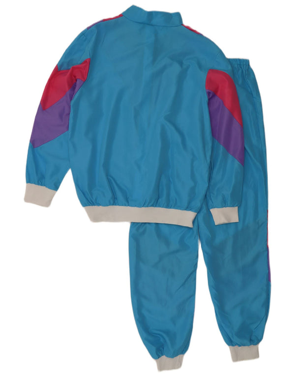 Vintage Mens Full Tracksuit Large Blue Colourblock Polyester