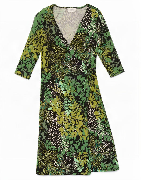 Rochie de bază Wallis pentru femei mici cu mâneci 3/4 UK 8, mică, verde, viscoză florală