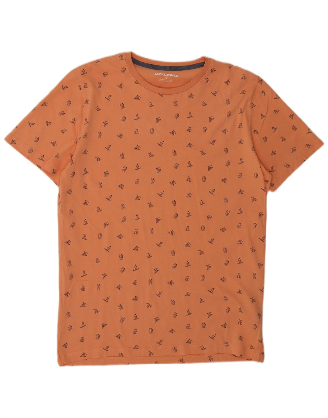 JACK & JONES Mens T-Shirt Top Small Orange Cotton