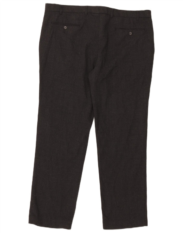 Pantaloni de costum drepți croiți pentru bărbați Marks & Spencer L40 L31 Lână gri