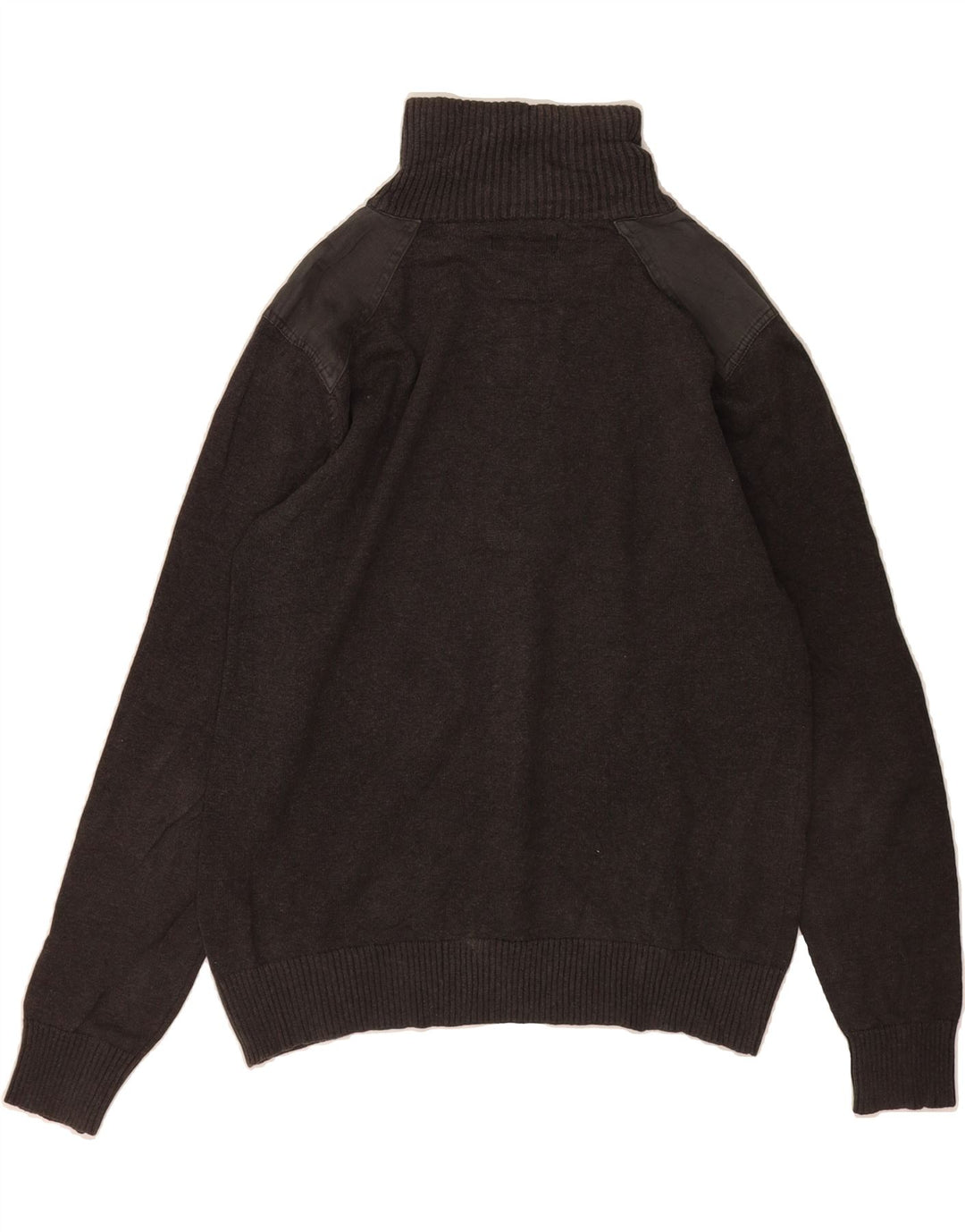 JACK & JONES Mens Button Neck Jumper Sweater Large Grey Cotton Vintage Jack & Jones and Second-Hand Jack & Jones from Messina Hembry 