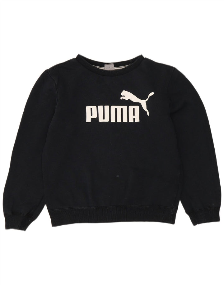 Pulover pentru fete Puma Crop Graphic Pulover 11-12 ani Poliester negru
