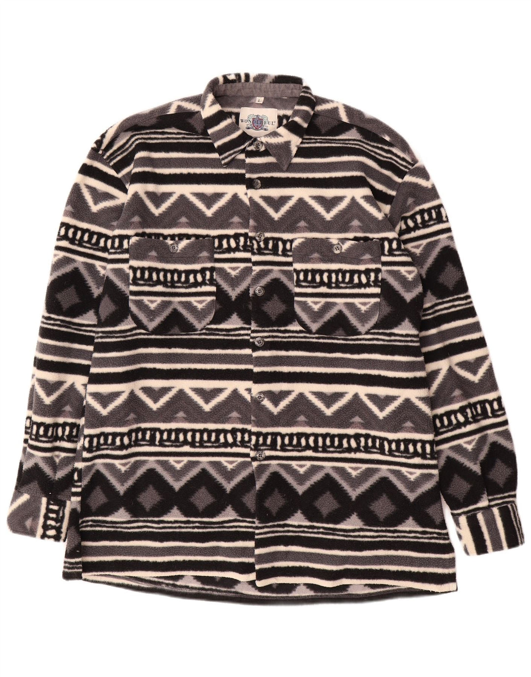 Cămașă vintage pentru bărbați cămașă fleece mare gri geometrică