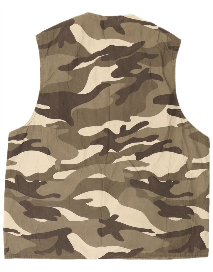 VINTAGE Gilet utilitar pentru bărbați UK 44 2XL Kaki Camouflage Bumbac