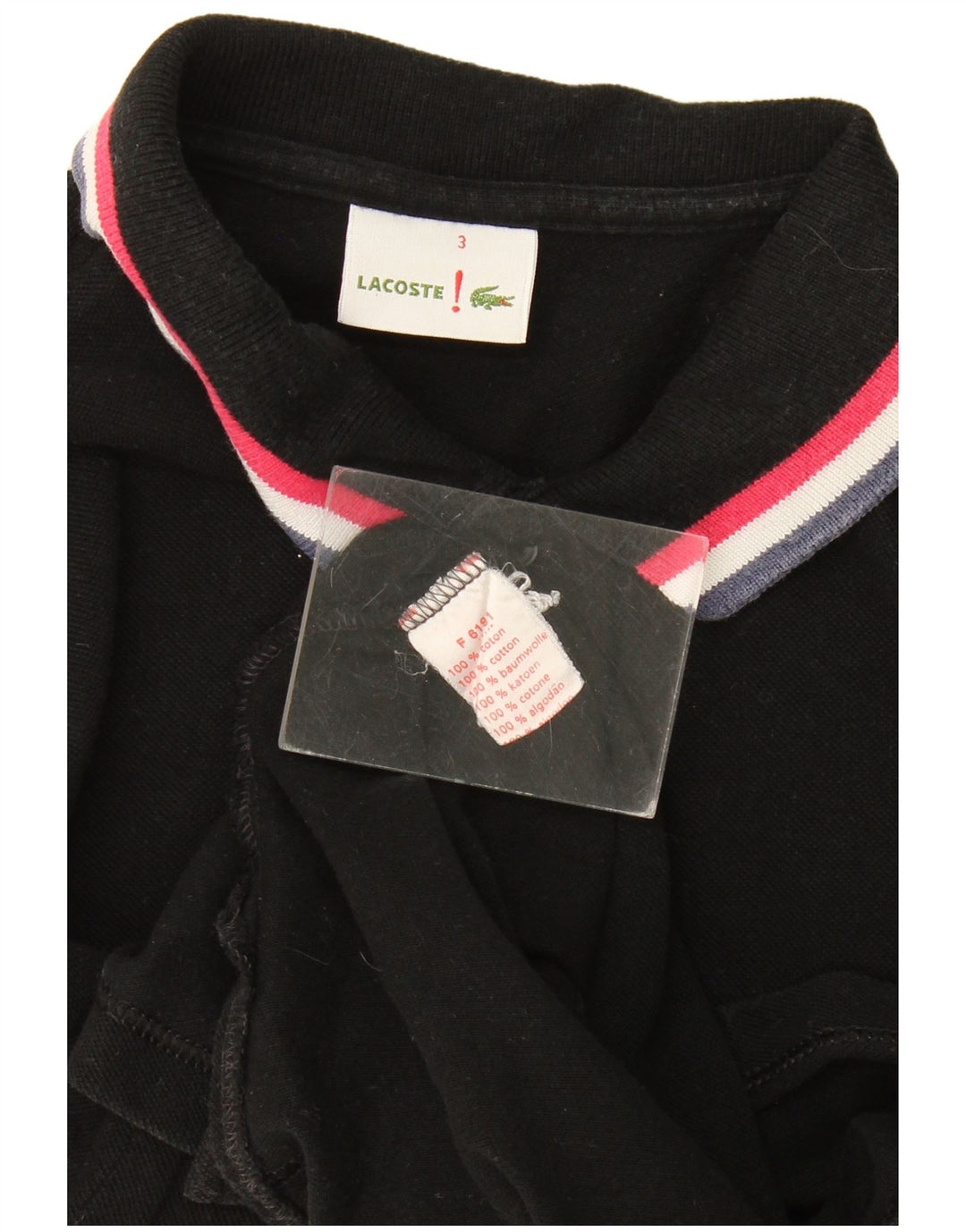 Tricou polo Lacoste pentru bărbați, mărimea 3, bumbac negru mic