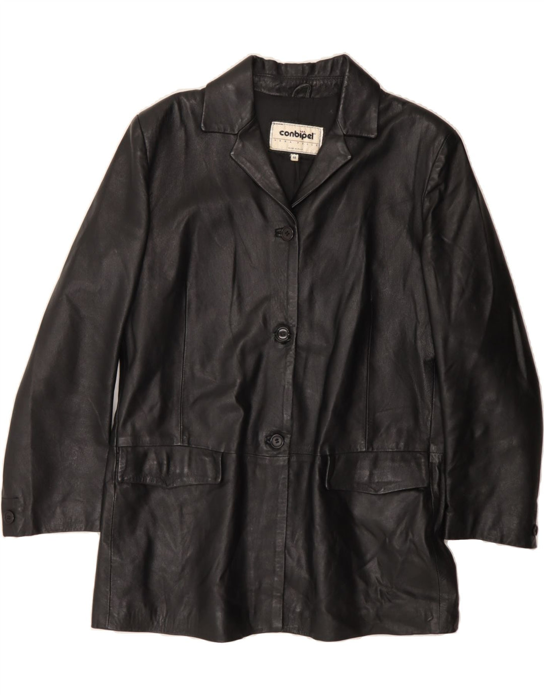 CONBIPEL Womens Leather Jacket IT 48 XL Black Leather Vintage Conbipel and Second-Hand Conbipel from Messina Hembry 