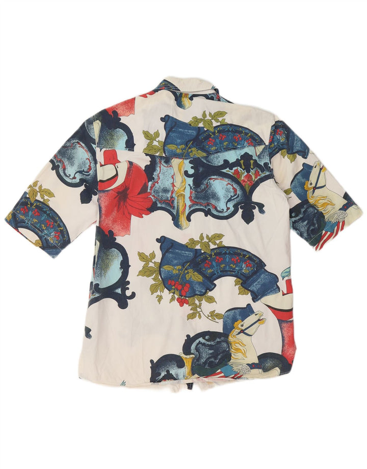 Otto Kern Womens UK 12 Medium White Floral Bumbac
