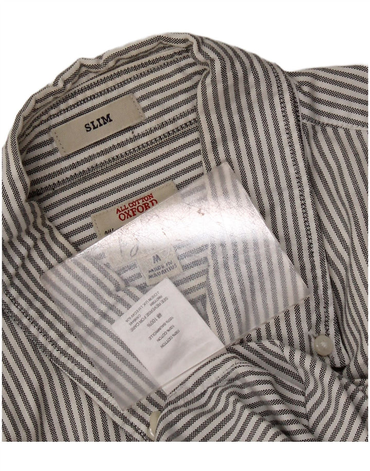 Cămașă Oxford Slim Fit pentru bărbați J. CREW, bumbac cu dungi, gri mediu