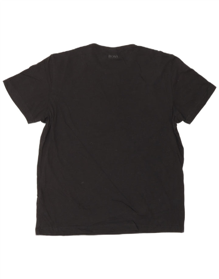 Tricou grafic HUGO BOSS pentru bărbați, cu croiala modernă, mare, negru