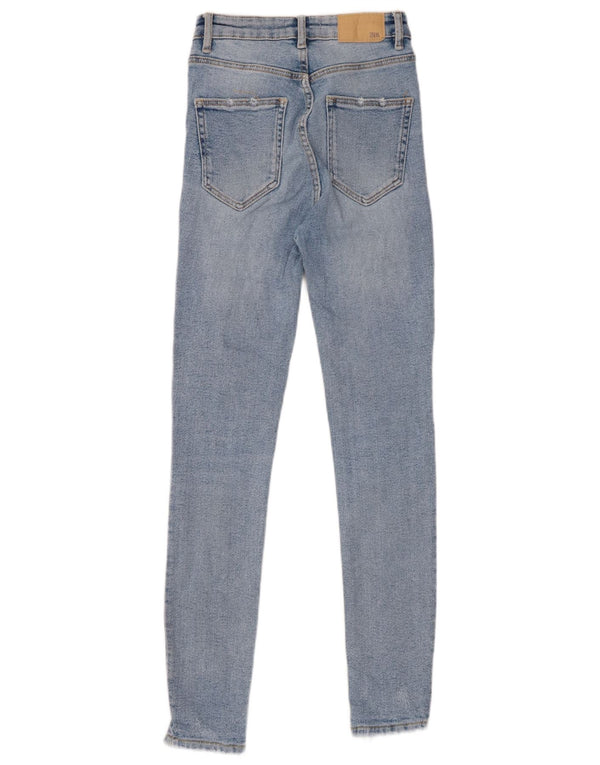 Blugi skinny de damă ZARA Distressed EU 34 2XS W24 L27 Albastru