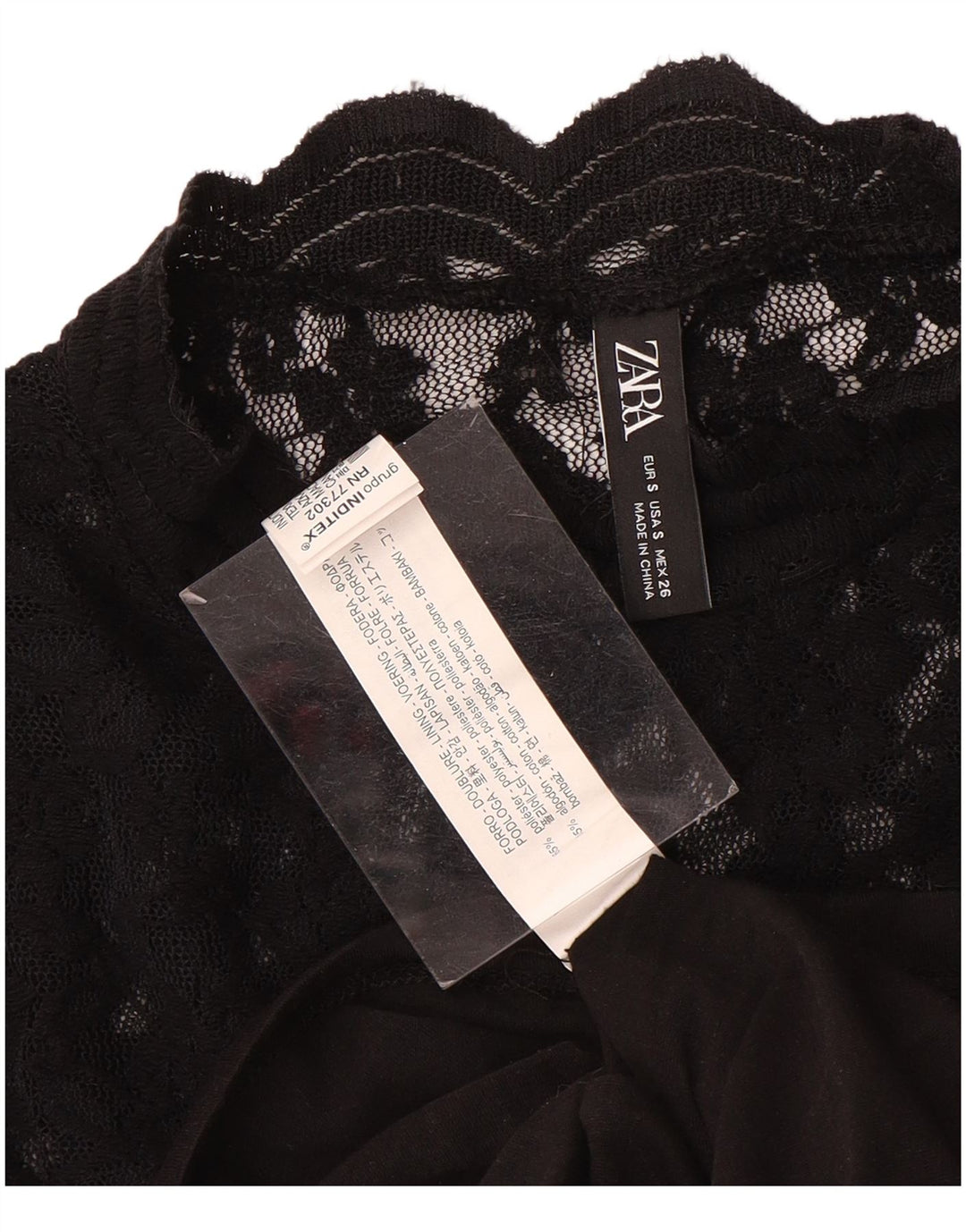 Bluză din dantelă pentru femei Zara UK 8 Mic, negru, cu flori din poliester