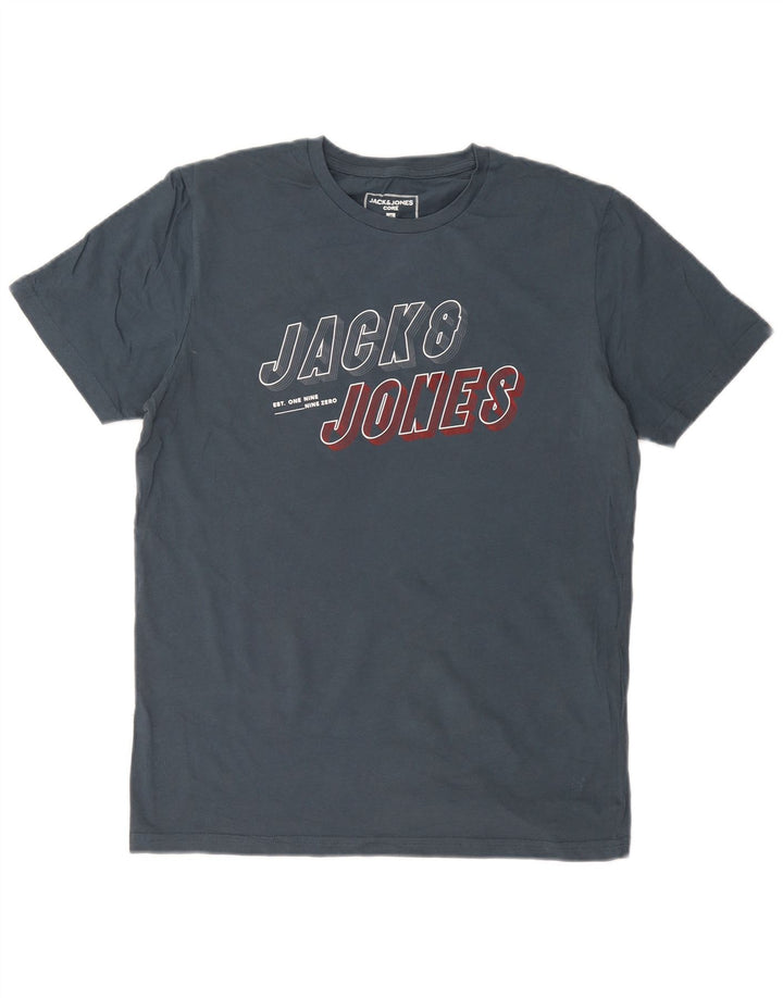 JACK & JONES Tricou grafic pentru bărbați Top mediu din bumbac bleumarin