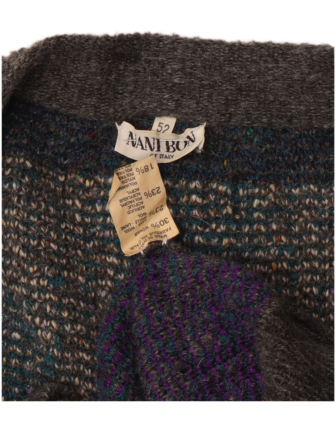 Pulover cardigan pentru bărbați NANI BON IT 52 Lână mare, gri, bloc de culoare