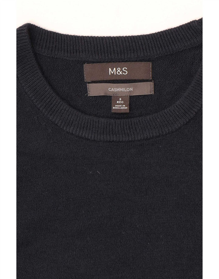 Pulover pentru bărbați Marks & Spencer, cu gât crew, mic, albastru marin, cașmir