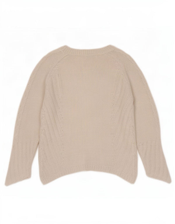 Pulover pentru damă Zara, cu gât de barcă, UK 10, mic, alb, acrilic
