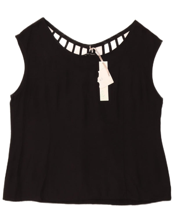 LAURA ASHLEY Bluză fără mâneci pentru femei UK 18 XL Viscoză neagră