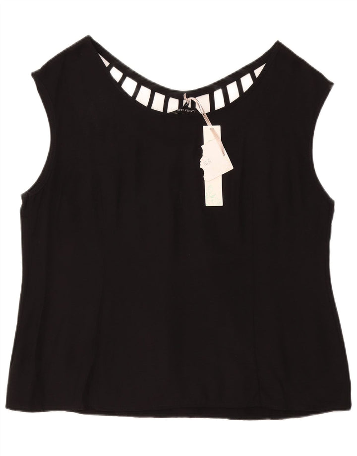 LAURA ASHLEY Bluză fără mâneci pentru femei UK 18 XL Viscoză neagră