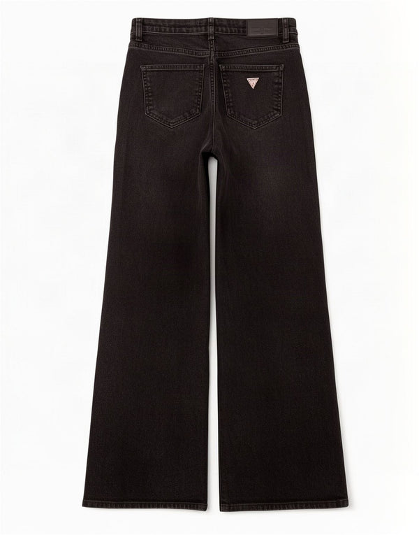 Blugi pentru femei Guess cu picioare largi W26 L30 bumbac negru