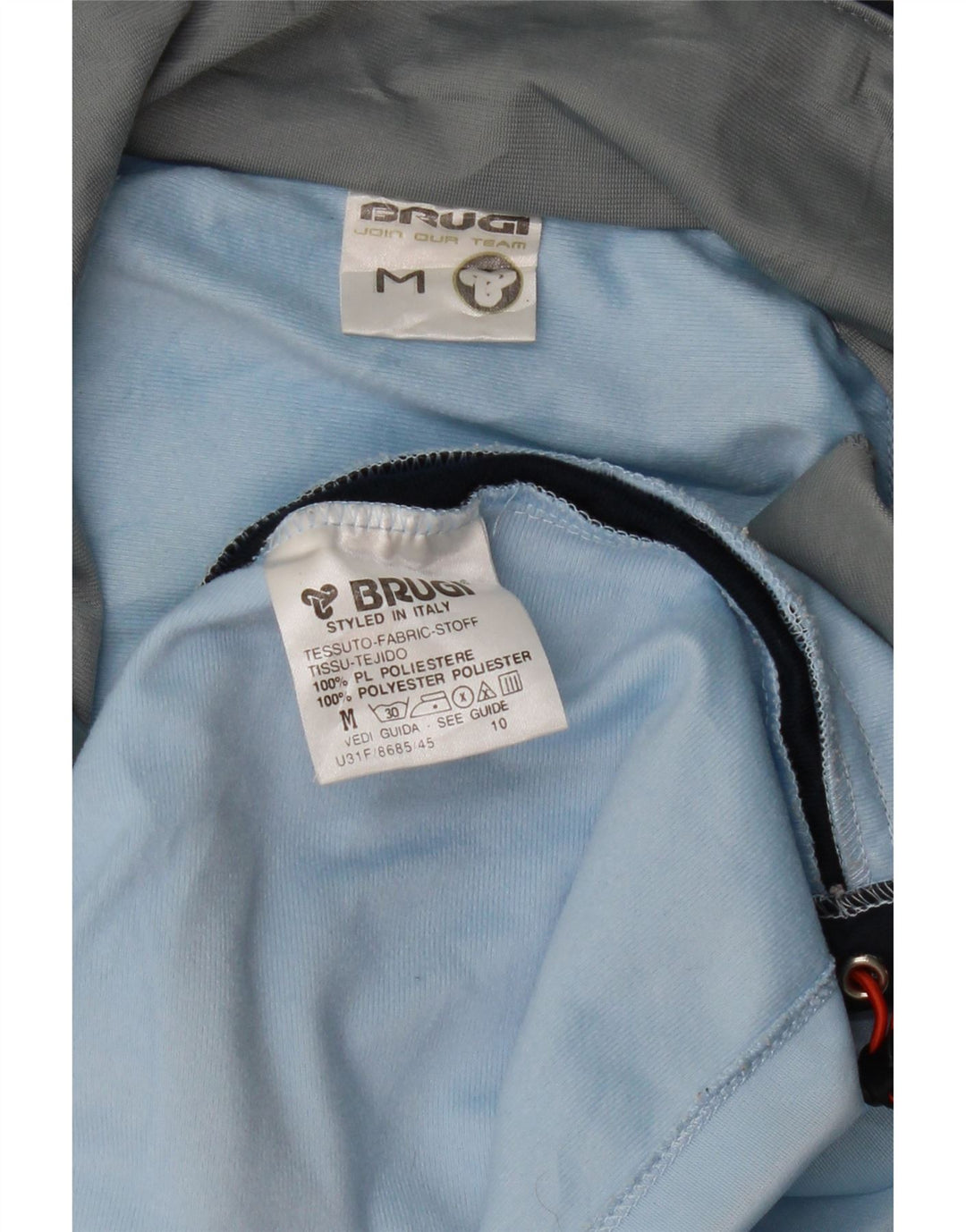 Jachetă de trening BRUGI pentru bărbați, albastru mediu, poliester bloc de culoare