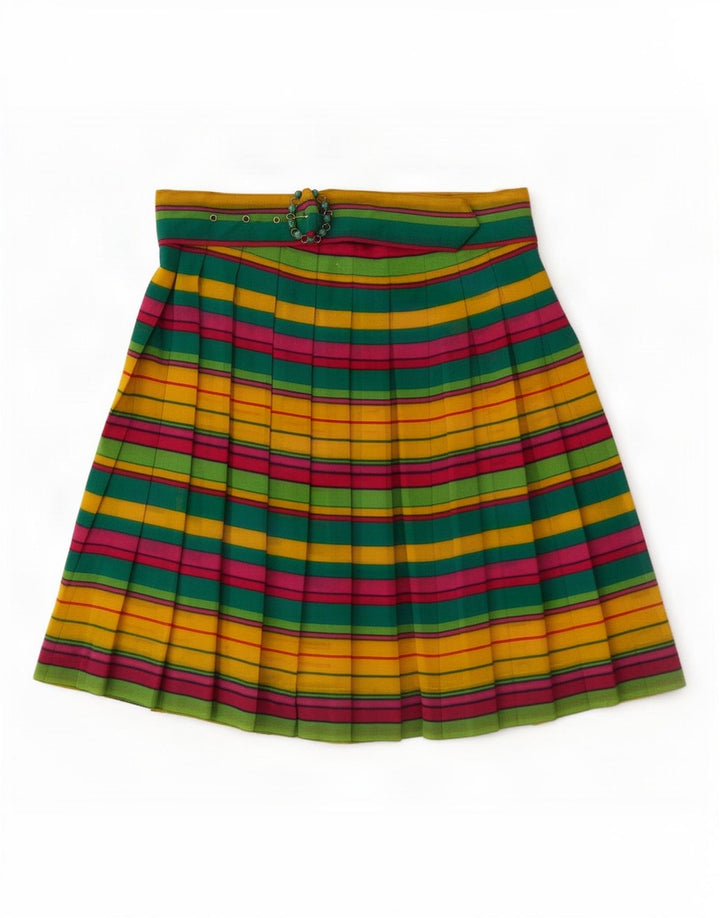 Fustă plisată Vintage pentru femei Medium W30, cu dungi multicolore
