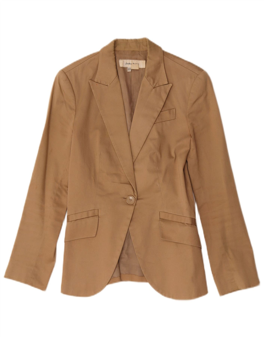 Jachetă Blazer Femei Zara 1 Buton UK 6 XS Bumbac maro