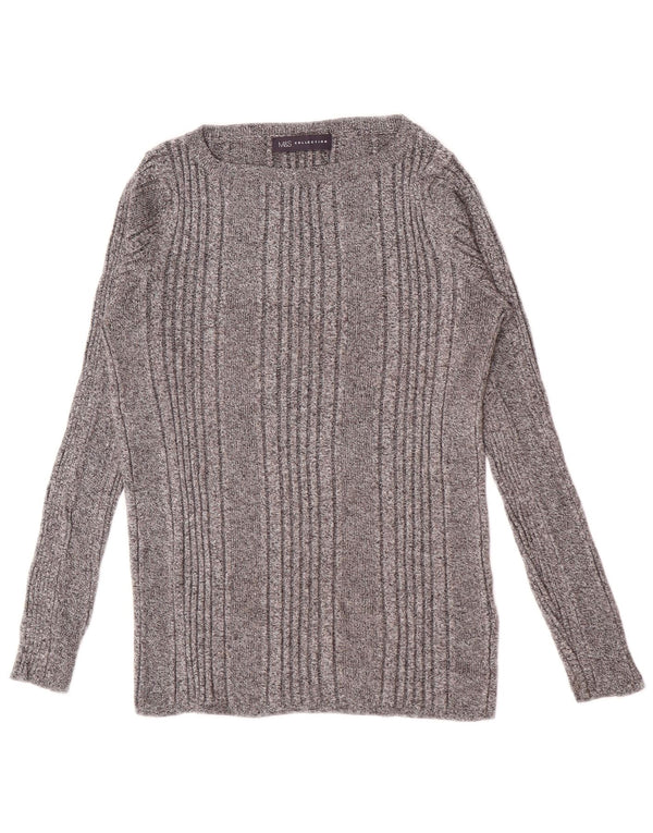 Marks & Spencer Top pentru femei cu mânecă lungă UK 14 Medium Grey Striped Viscose