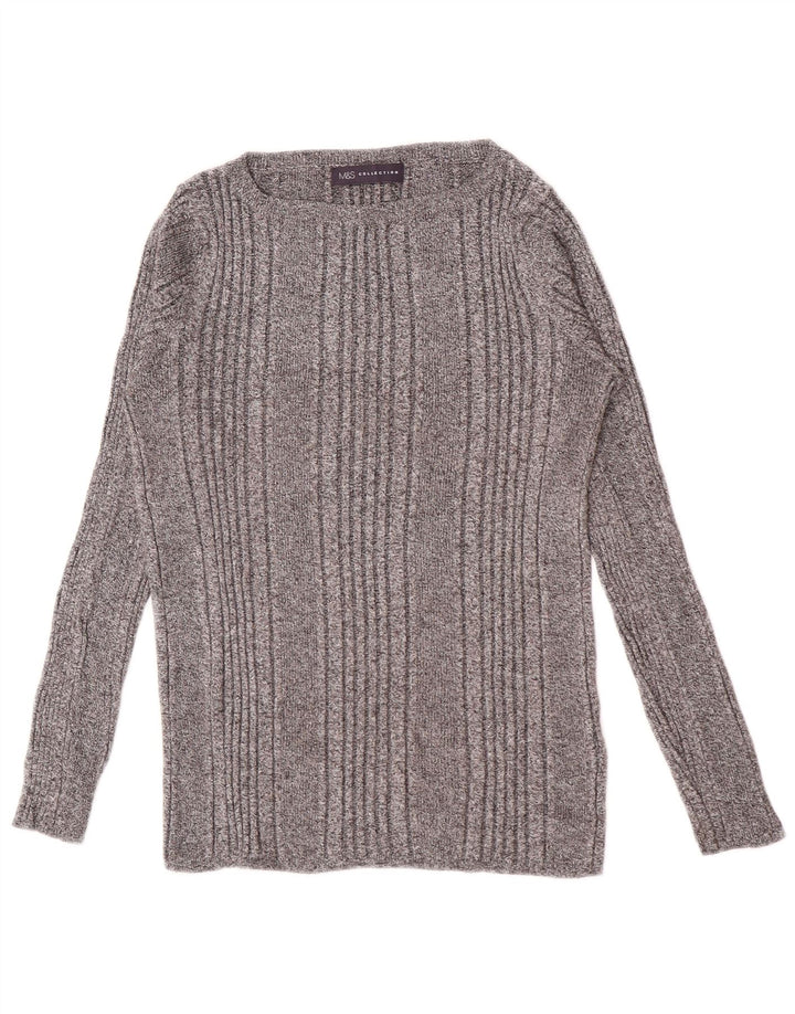 Marks & Spencer Top pentru femei cu mânecă lungă UK 14 Medium Grey Striped Viscose