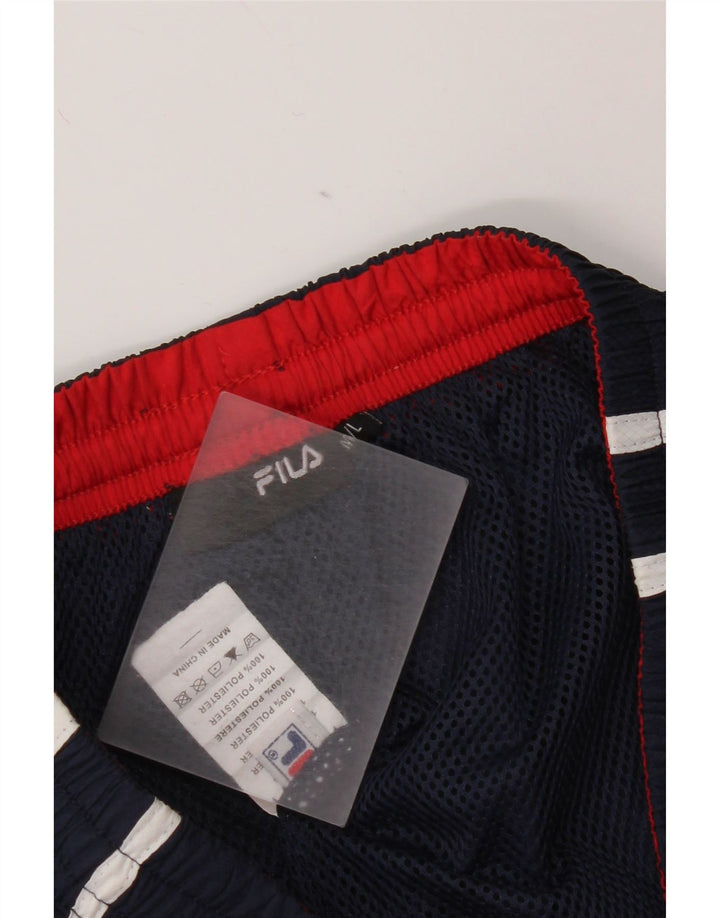 Pantaloni de trening Fila pentru bărbați, poliester mediu bleumarin