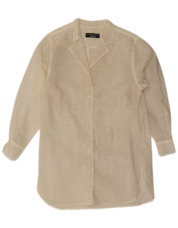 Bluză cămașă pentru femei Cacharel UK 16 mare bumbac cu dungi alb