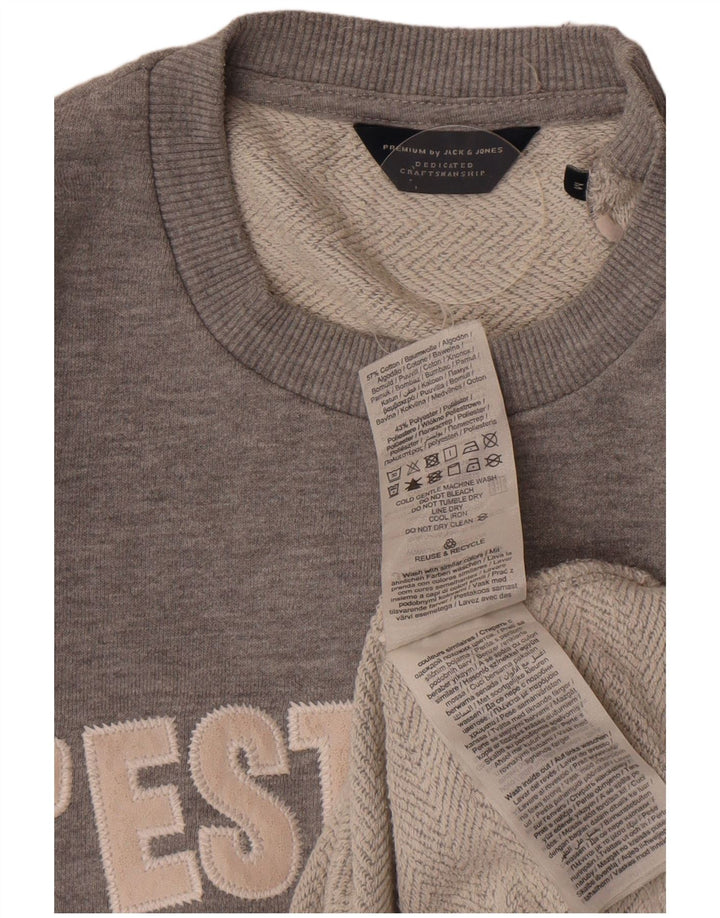 Pulover cu grafică Jack & Jones pentru bărbați, bumbac, gri mediu