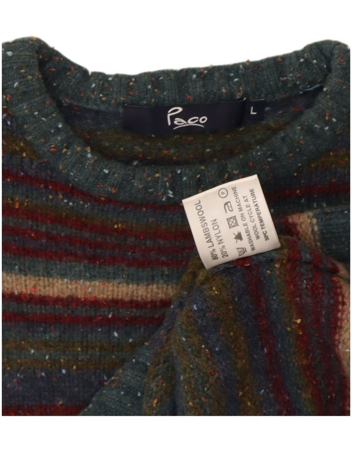 Pulover Paco pentru damă cu gât roșu din Lână cu dungi mari, multicolore, UK 16