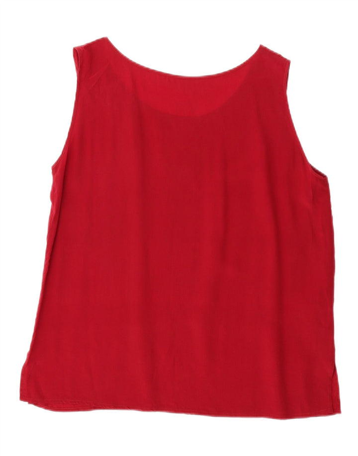 VINTAGE Womens Sleeveless Blouse Top UK 12 Medium Burgundy