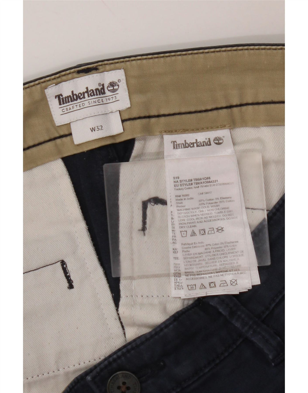 Pantaloni scurți chino pentru bărbați TIMBERLAND W32, bumbac, albastru bleumarin mediu